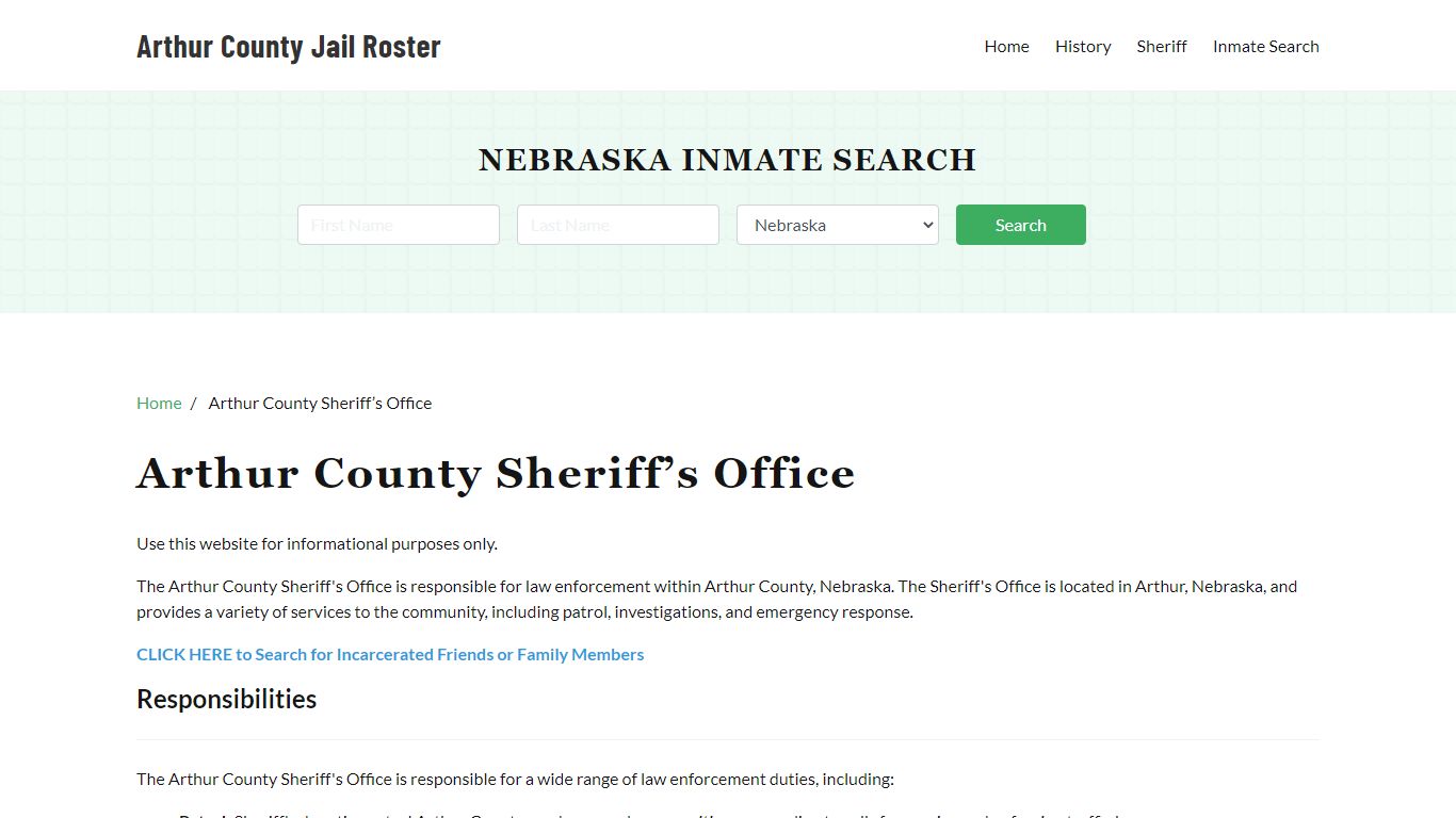 Arthur County Sheriff Office, NE, Arrest Warrants Search