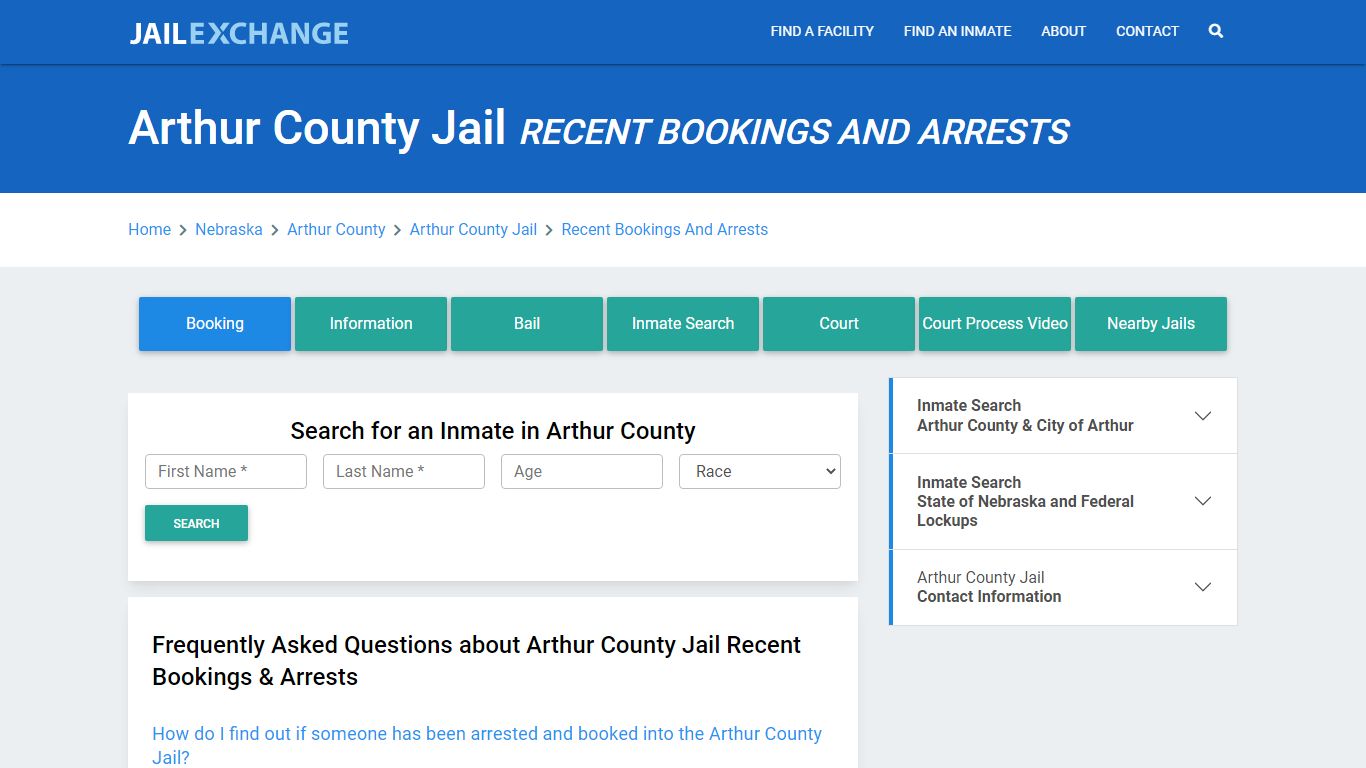 Arthur County Jail Recent Bookings And Arrests - Jail Exchange